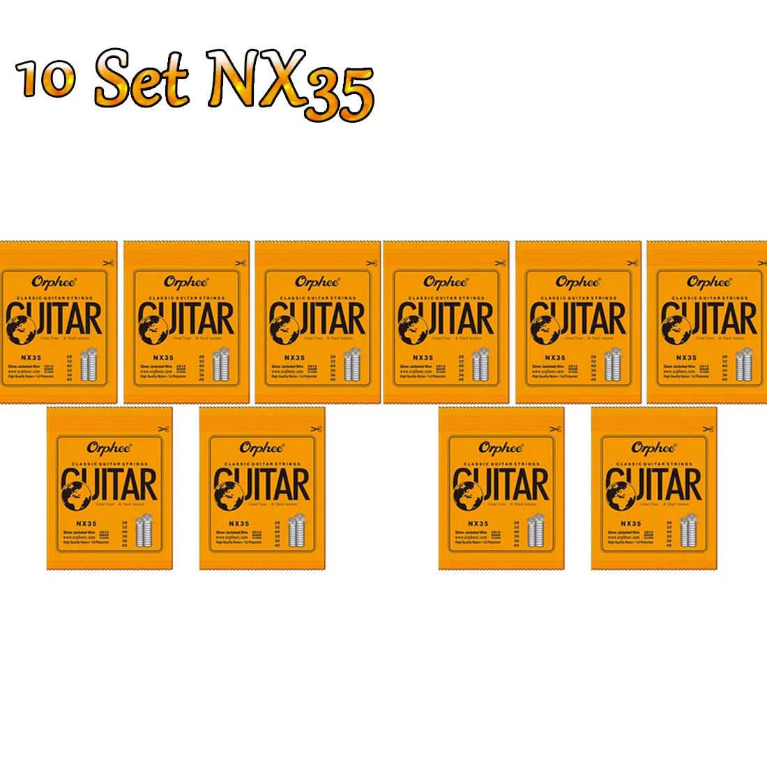 “NX SILVERBLOOD STRING PACK” – 10/50 Set Orphee NX-Series Silver-Plated Nylon Strings | For Classical Guitarists Who Shred in Silence