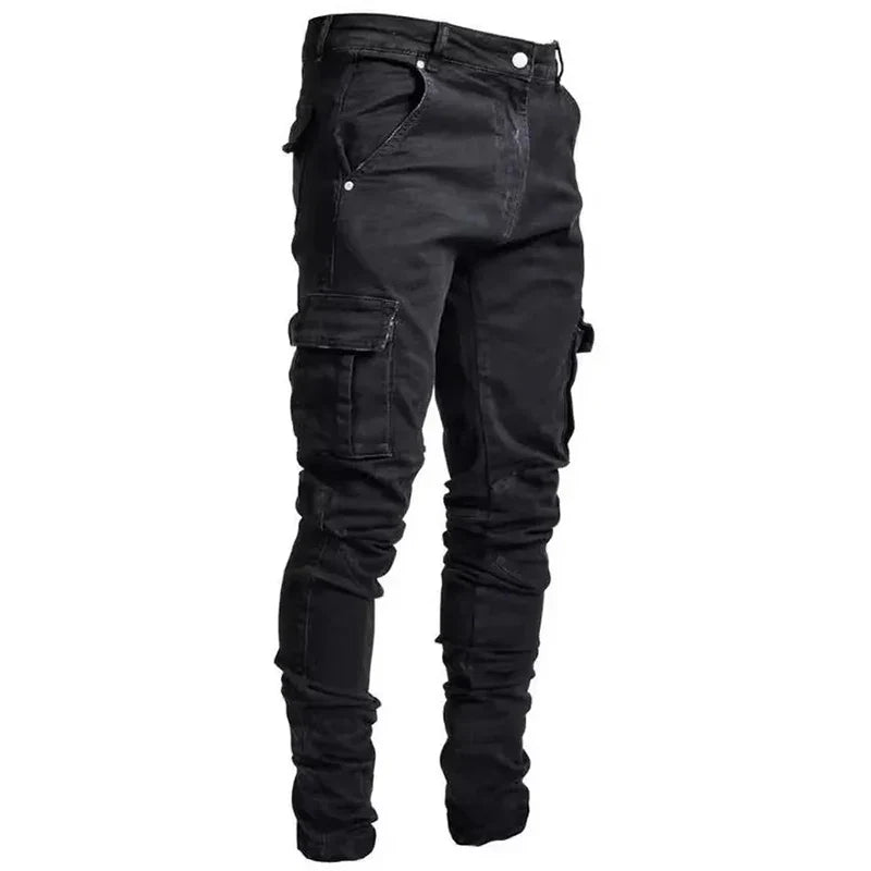DENIM RAID: Men’s Galactic Street Cargo Jeans – Slim Fit Tactical Star Rebel Wash Edition