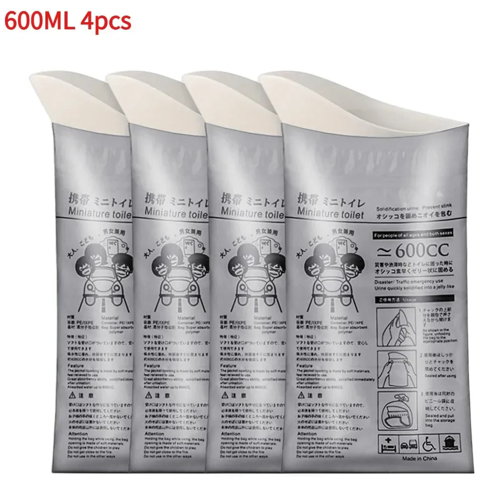 GoTime Bags – 4–40Pc Travel Pee & Emergency Urine Bags for Men, Women & Kids | 600ml/700ml Portable Leakproof Mini Toilets