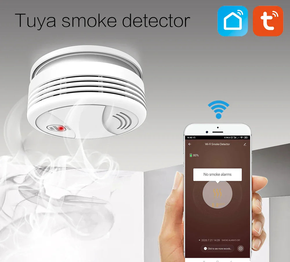 Tuya Wifi Smoke Slayer — 80dB Fire Alarm with Smart Life Edge
