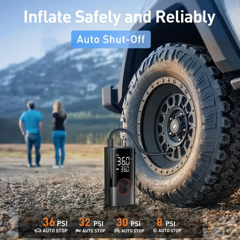 PuffDaddy X1 – Wireless Tire Inflator Air Pump with Auto Stop, 150PSI Power for Cars, Bikes, Balls & Boats | Compact, Fast & Seriously Handy