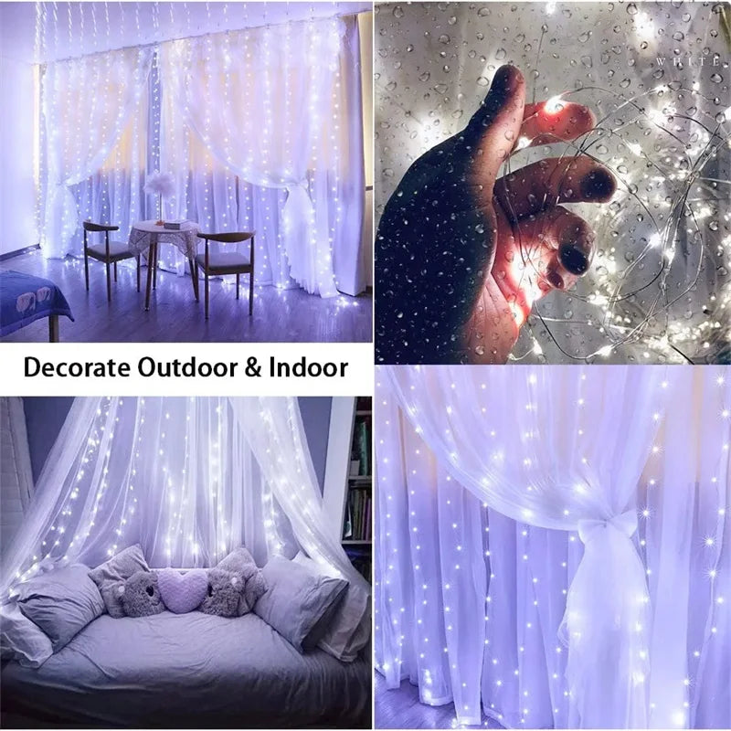 THOOBO! SparkLoom LED Curtain Fairy Lights — 8-Mode USB Remote Festoon String for Christmas, New Year & Home Décor ✨