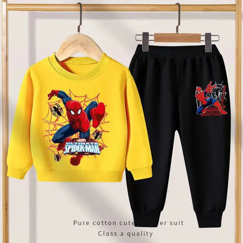 Disney Spider-Man Kids Tracksuit – 2PCS Set (Hoodie + Pants) | Boys & Girls Autumn Sportswear Outfit | Casual Cotton Pullover for 4–6Y