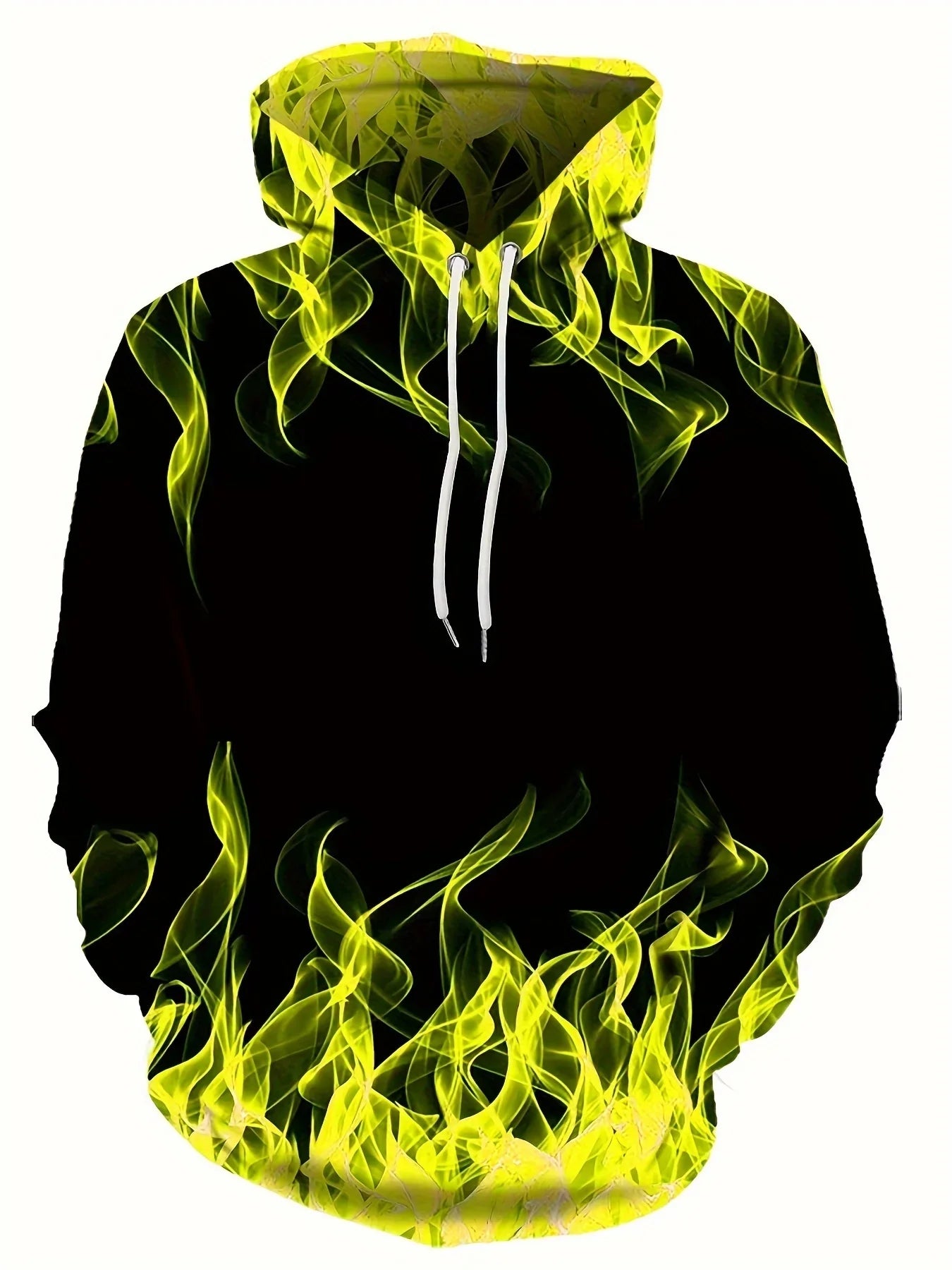 Creative Flame 3D Print Hoodie – Oversized Harajuku Pullover for Men, Y2K Streetwear