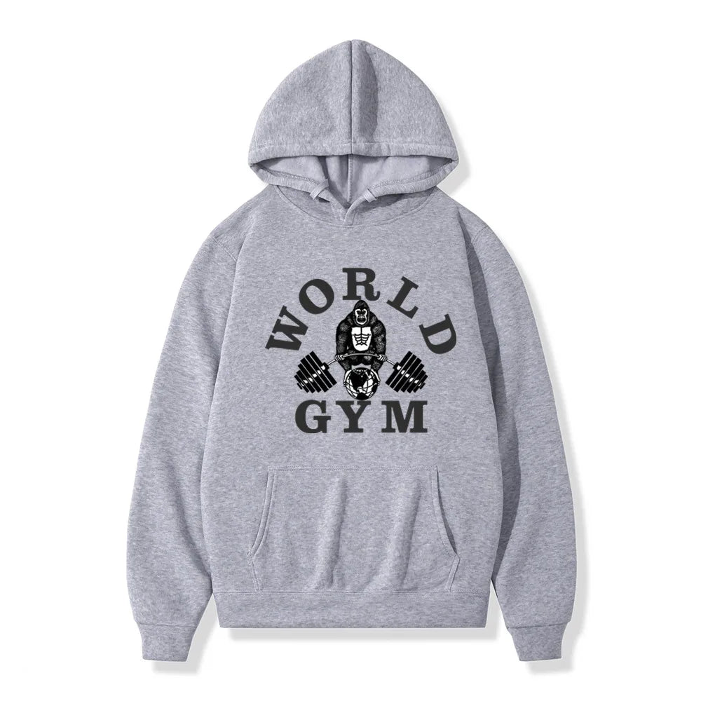 World Gym Harajuku Fleece Hoodie – Hip Hop Streetwear Pullover For Men And Women