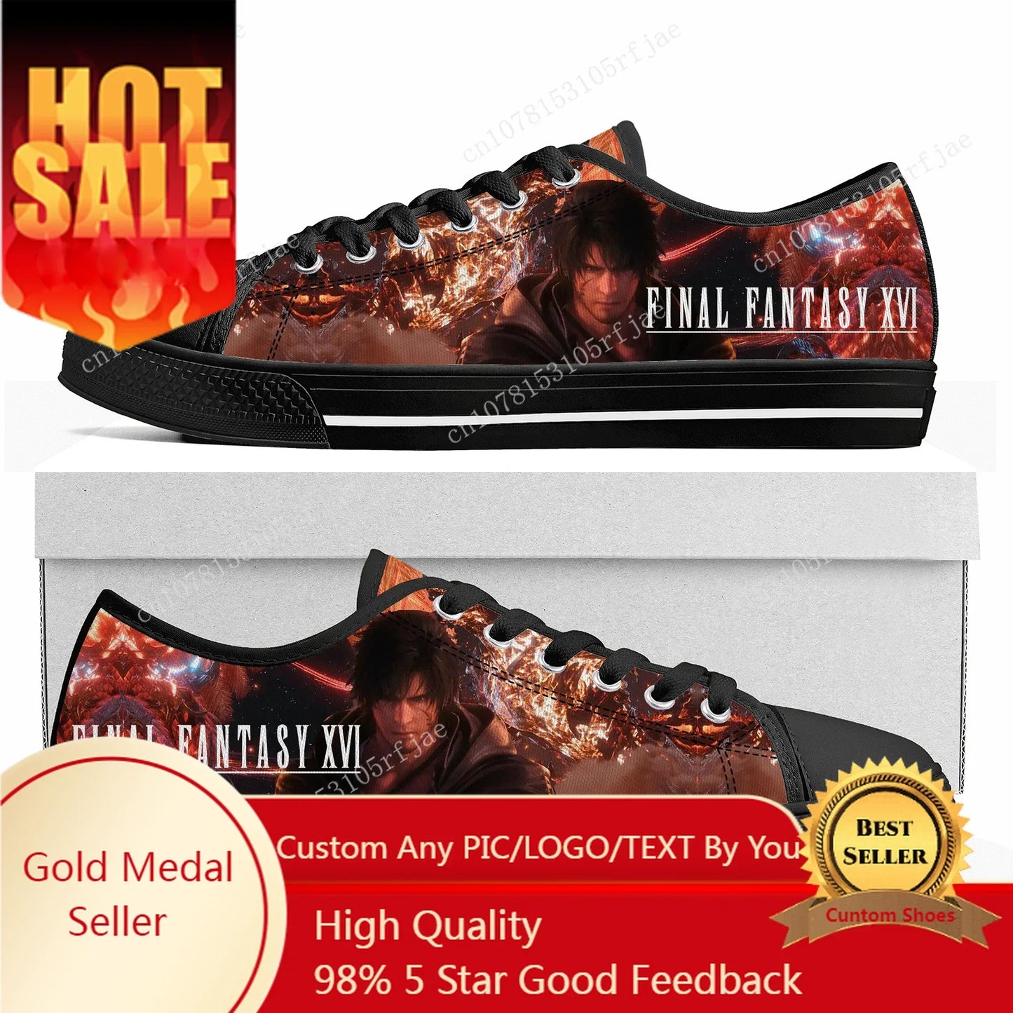 Final Fantasy 16 Vibes Canvas Sneakers — Limited Edition Low-Top Cartoon Kicks for Rebels & Gamers