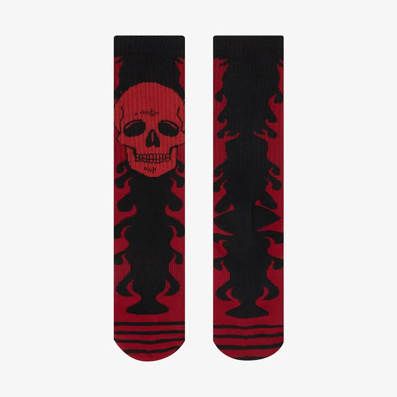 Gothic Skull Tiger Rose Heart Skeleton Doll Crew Socks Harajuku Retro Elastic Unisex Cotton Stocking Novelty Chic Long Socks