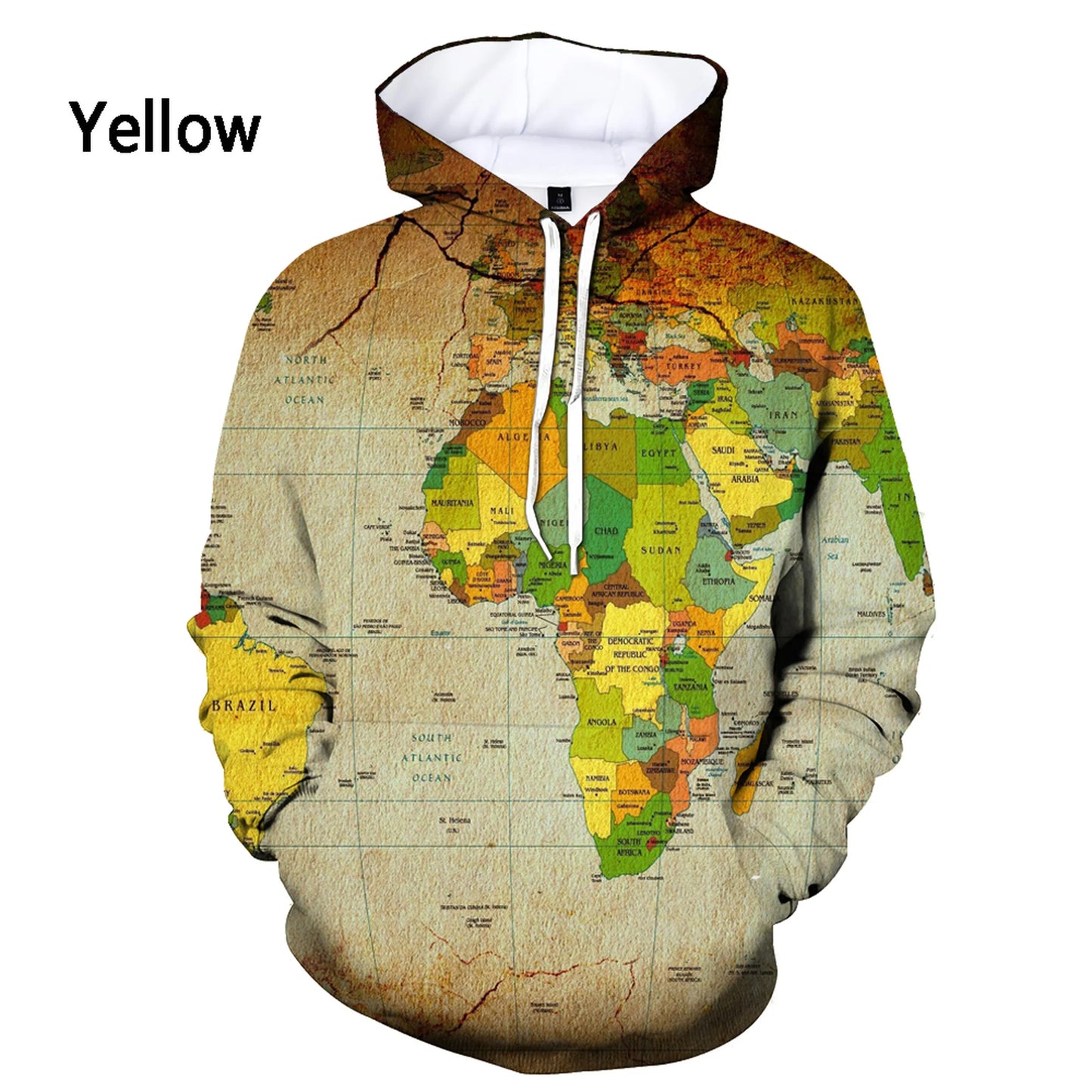 World Map 3D Printed Hoodie – Lizard Vigilante Hip Hop Streetwear Pullover