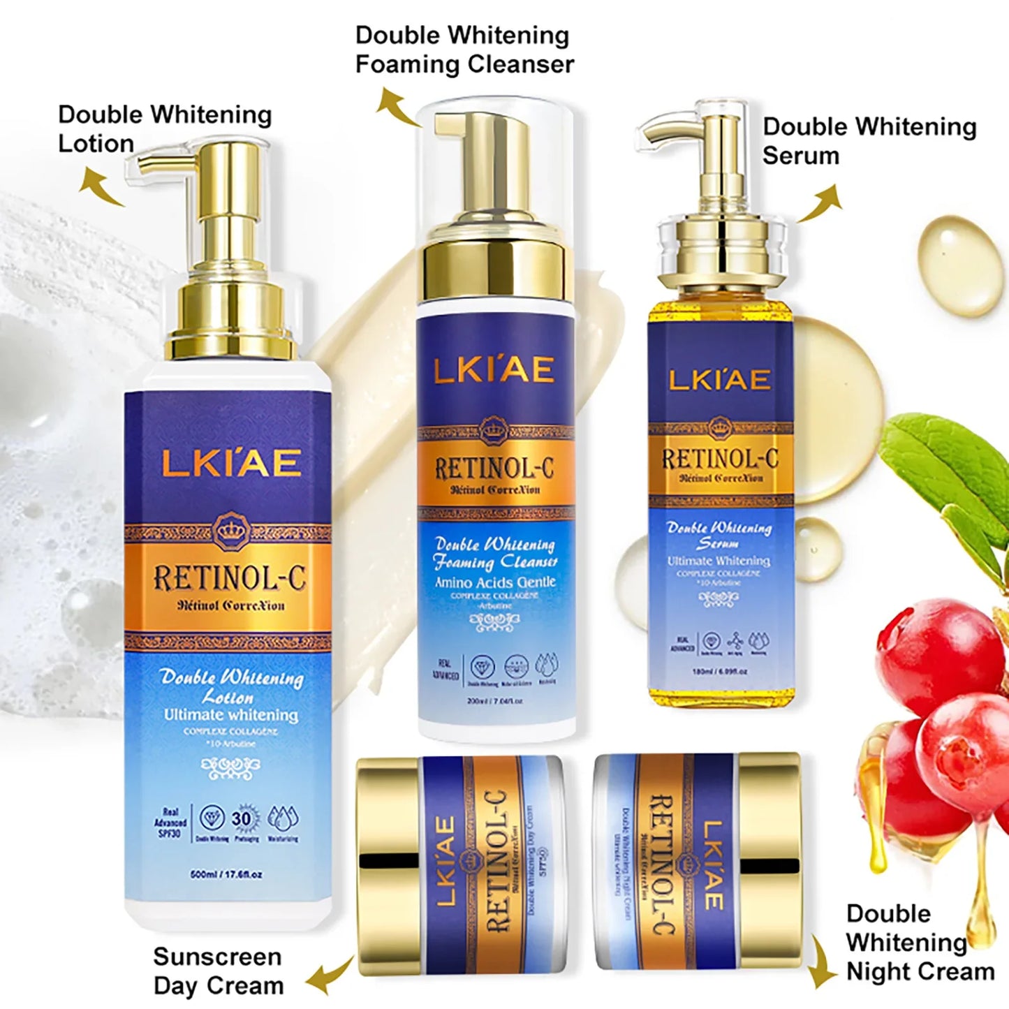 AILKE Korean Cosmetic Skin Care Set - Retinol & Glutathione for Whitening, Dark Spot Correcting & Youthful Glow