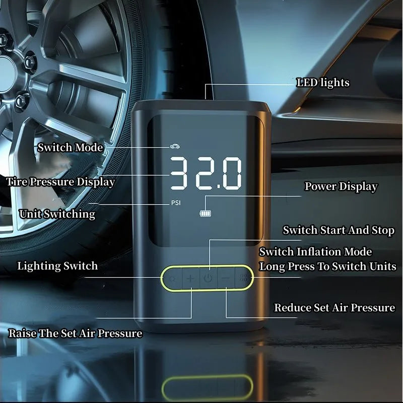 PuffDaddy X1 – Wireless Tire Inflator Air Pump with Auto Stop, 150PSI Power for Cars, Bikes, Balls & Boats | Compact, Fast & Seriously Handy