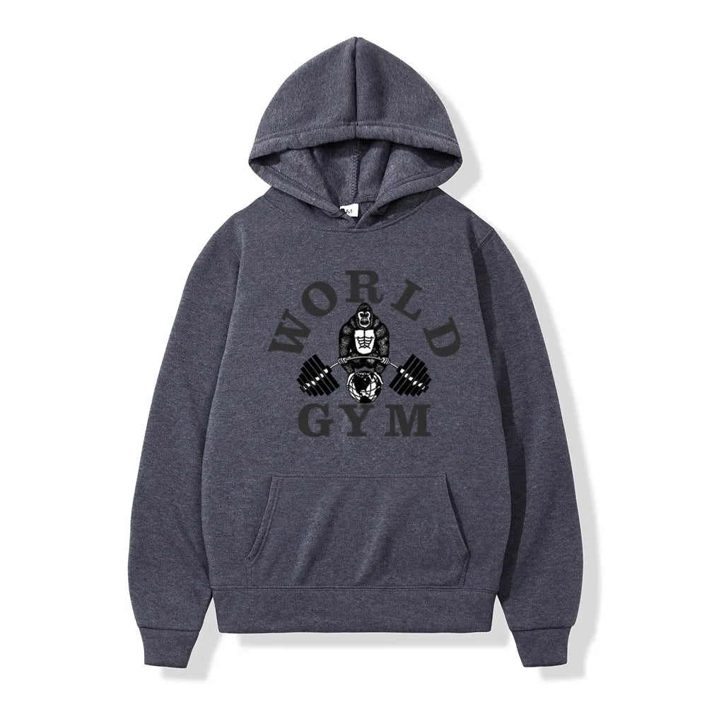 World Gym Harajuku Fleece Hoodie – Hip Hop Streetwear Pullover For Men And Women