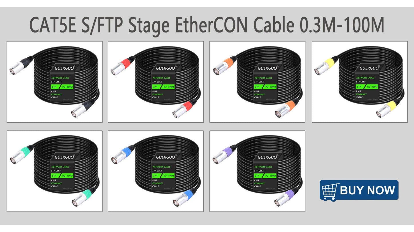 "Cable to the Grave" Ultra Shielded Cat5/Cat6 LAN Line – 0.3M-100M Stage-Ready STP/SFTP Ethernet Cable with Zinc Armor Ends