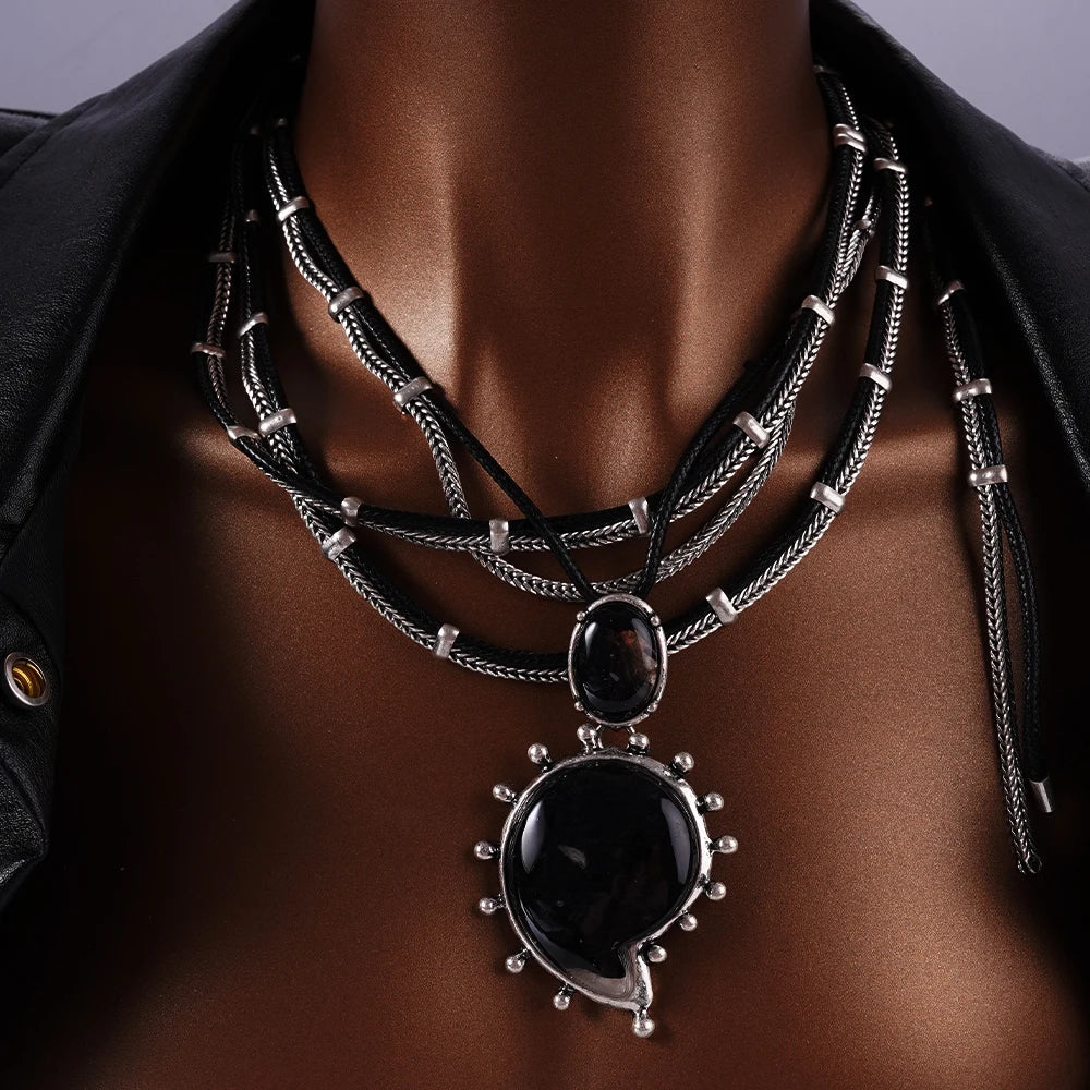 2025 RIOT LINKS – Double-Layer Punk Pendant Necklace for Rule Breakers & Heart Takers