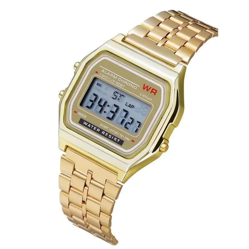 TickTock Vintage LED Digital Steel Strap Watch with Stopwatch, Alarm & Backlight for Men & Women