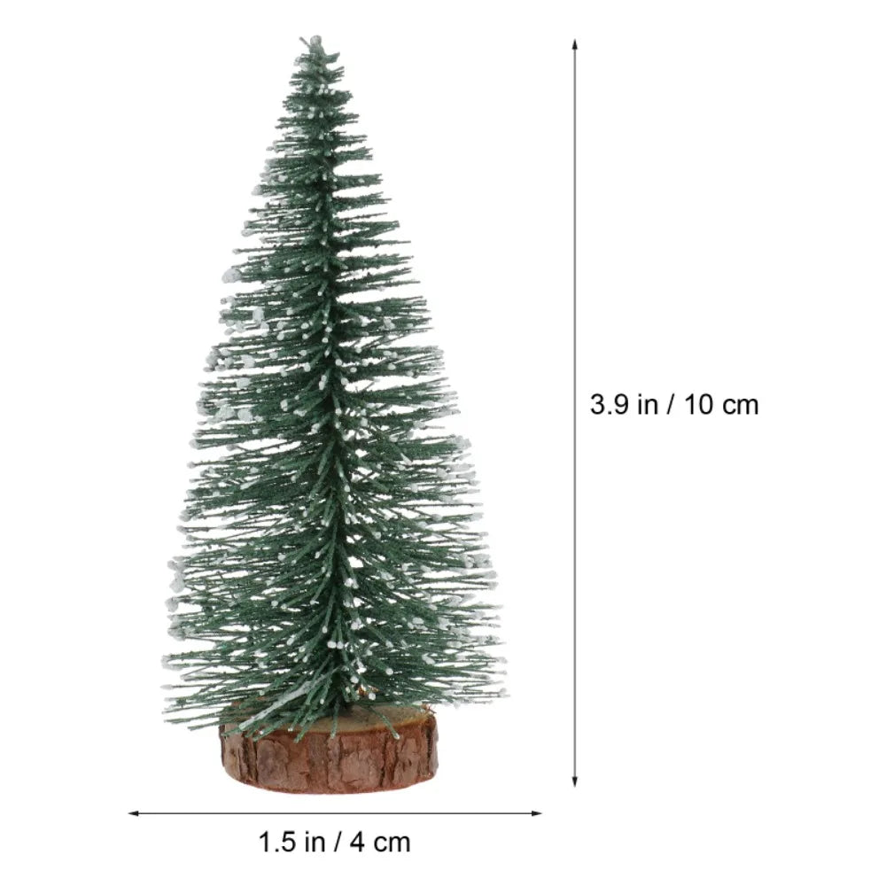 Snow-Kissed Mini Pine — Desktop Christmas Tree with Natural Wood Base (10–40 cm), Cozy Winter Decor for Home, Office & Parties
