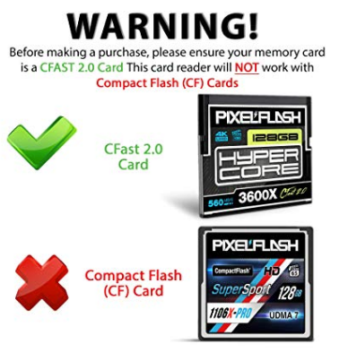 PixelFlash CFAST 2.0 Card Reader USB 3.0 SATA III 500MB/s