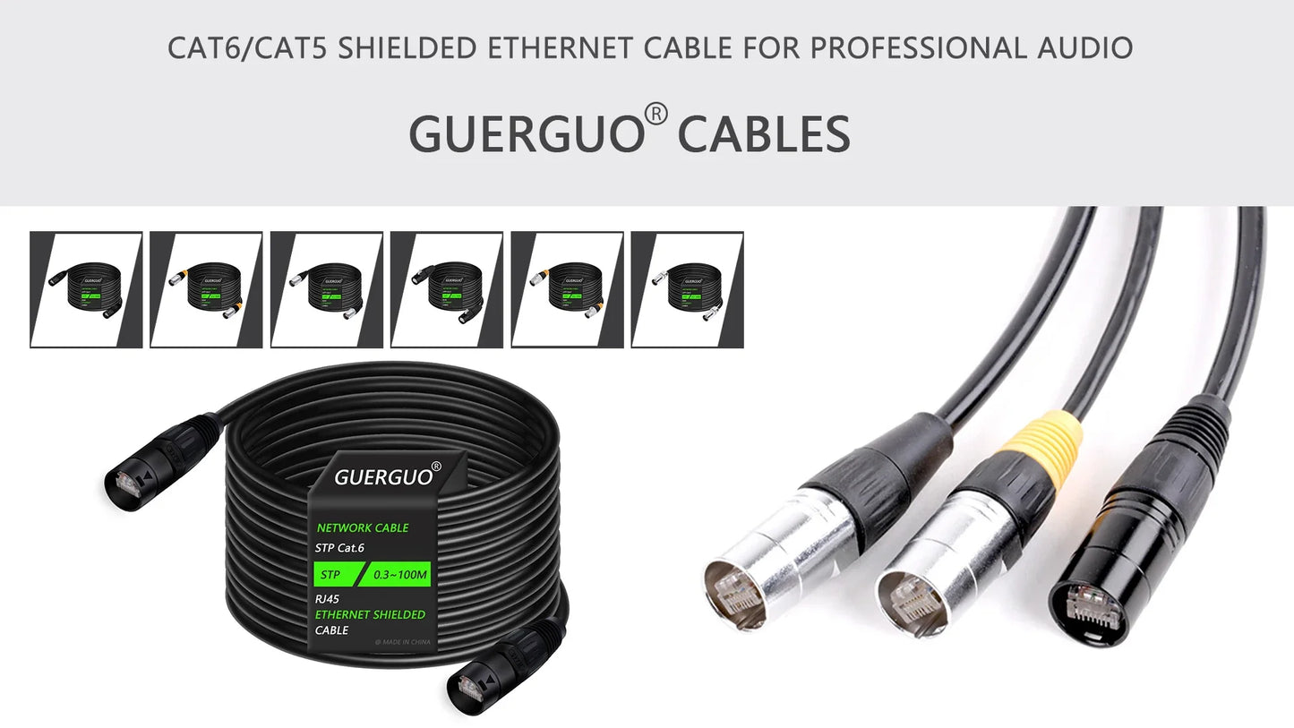 "Cable to the Grave" Ultra Shielded Cat5/Cat6 LAN Line – 0.3M-100M Stage-Ready STP/SFTP Ethernet Cable with Zinc Armor Ends