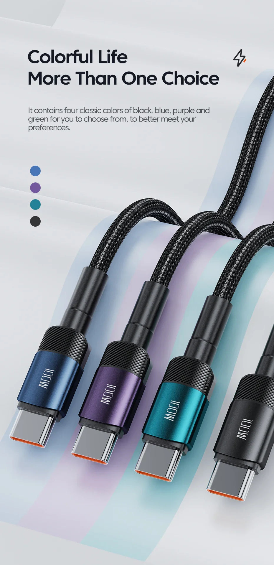 Toocki 100W USB-C to USB-C Fast Charging Cable – PD 3.0 & QC 4.0 High-Speed Charger for iPhone 15, MacBook, Samsung & More ⚡📱💻