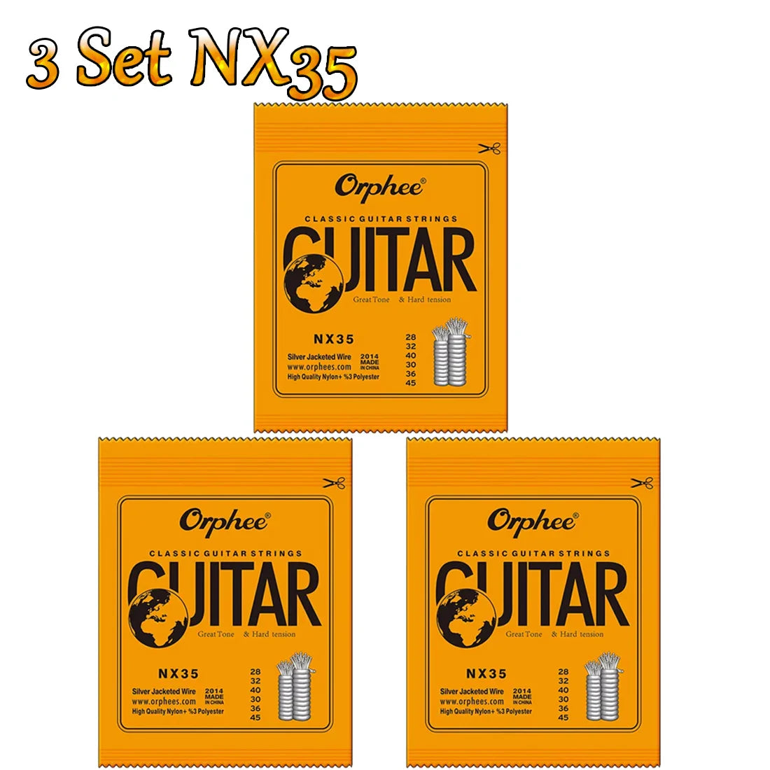 “NX SILVERBLOOD STRING PACK” – 10/50 Set Orphee NX-Series Silver-Plated Nylon Strings | For Classical Guitarists Who Shred in Silence