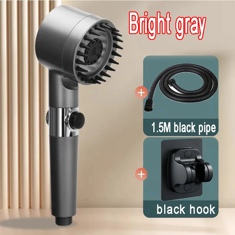 AquaForce 4‑Mode High‑Pressure Handheld Showerhead with One‑Click Stop & Built‑In Filter