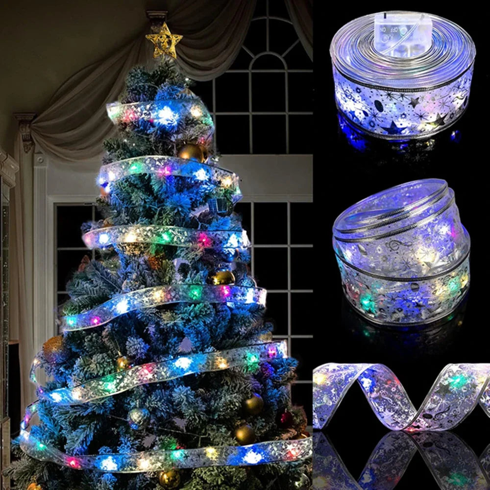 THOOBO! GlowRibbon Fairy Lights — 3m/5m Christmas Bow String Lights for Trees, Mantels & DIY Décor (Battery Powered) ✨