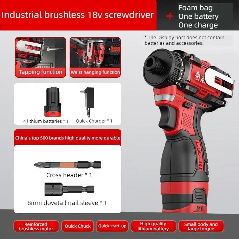 CHIGO 18V “DRILL 'TIL IT HURTS” Brushless Knockable Cordless Driver – 80N·m Torque, Rock-Solid Power Tool for DIY Kings