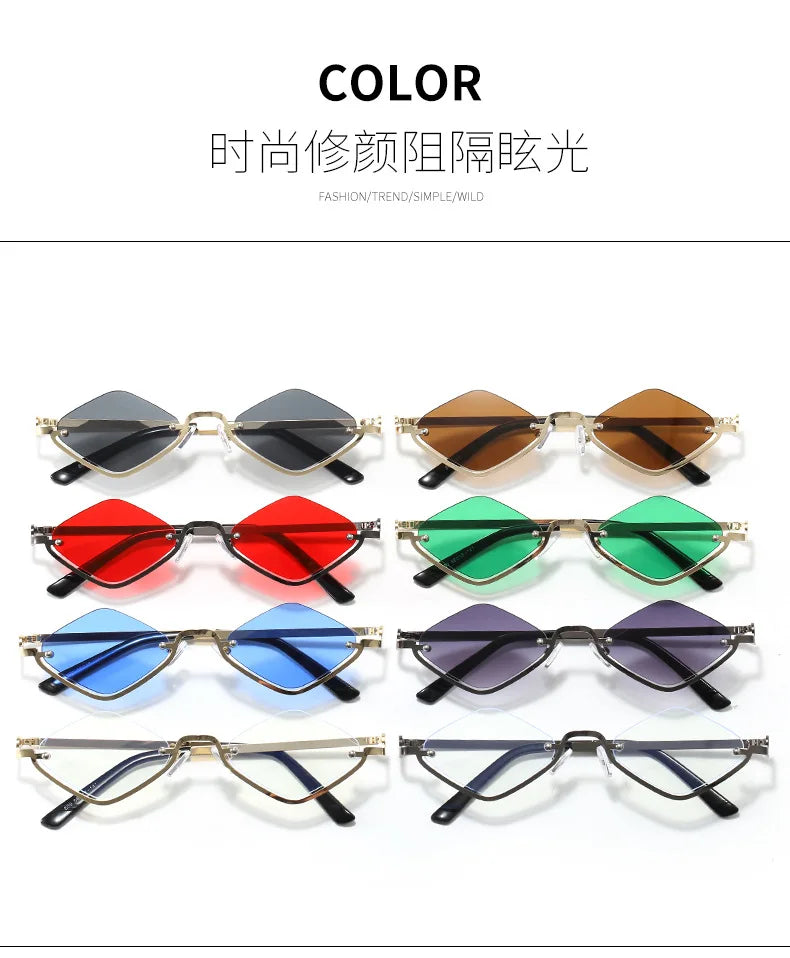 Throwshade Rhombus Cut Retro Sunnies – Geometric UV400 Alloy Frame Sunglasses for That Vintage Rockstar Flex