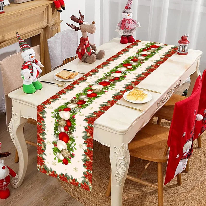 FestiveFeast Christmas Table Runner – Merry Christmas Home Decoration 2025–2026, Holiday Dining Table Decor & New Year Ornament 🎄✨