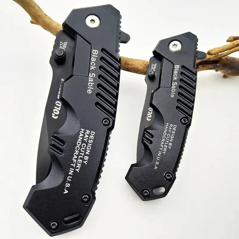 AUSUM 200mm Tactical EDC Pocket Knife – No-Lock Survival-Grade Outdoor Utility Blade for Construction, Hiking, Hunting, and Emergency Use