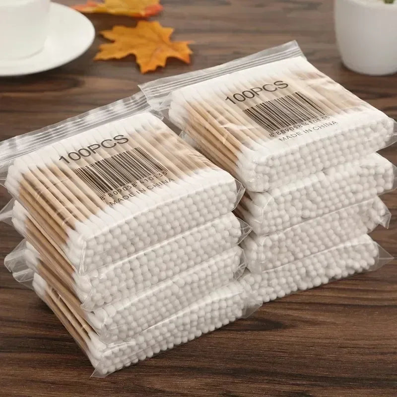 Tiny Tidy Touch – Baby-Safe 500 Count Double-Tip Wooden Cotton Swab Set (5 Packs)