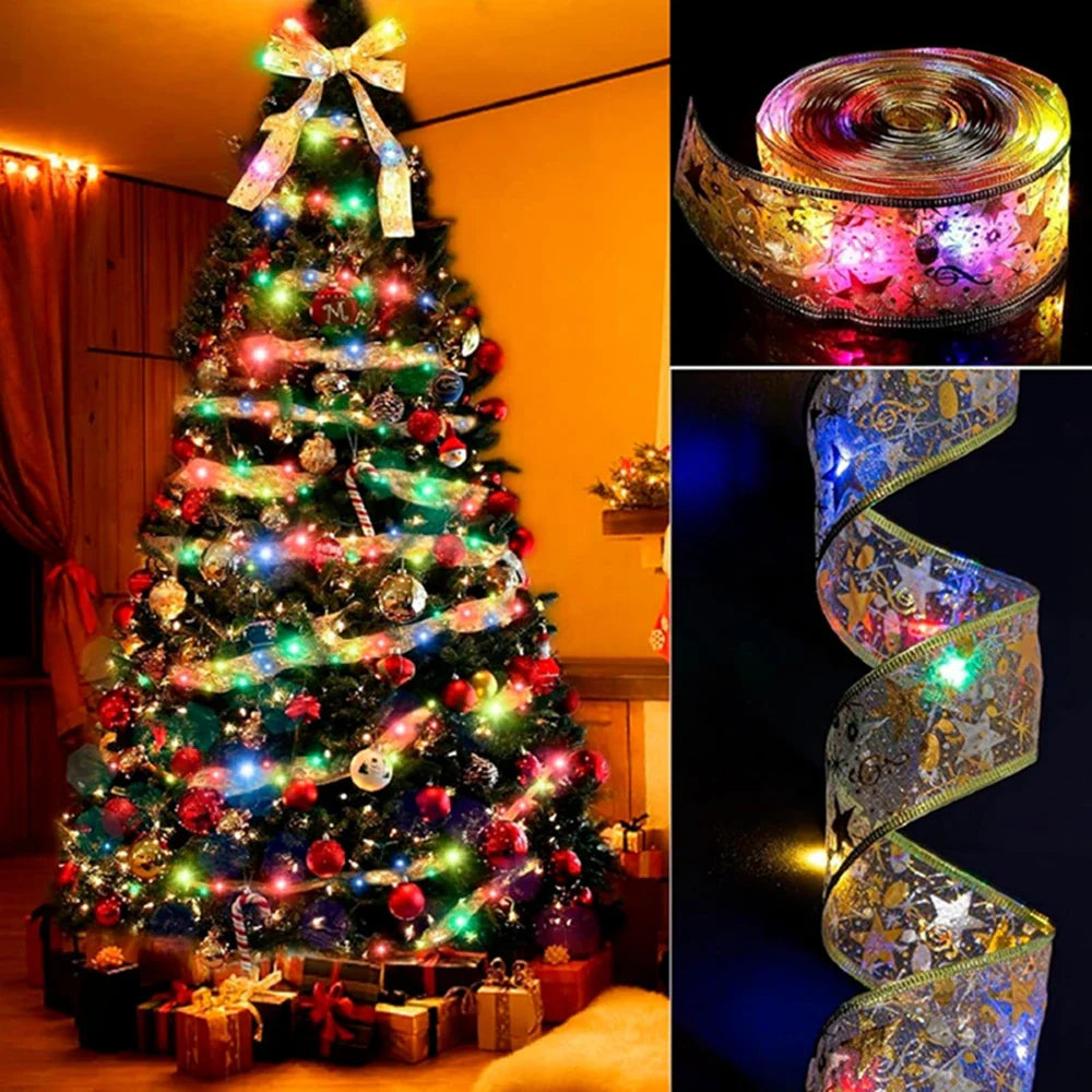 THOOBO! GlowRibbon Fairy Lights — 3m/5m Christmas Bow String Lights for Trees, Mantels & DIY Décor (Battery Powered) ✨
