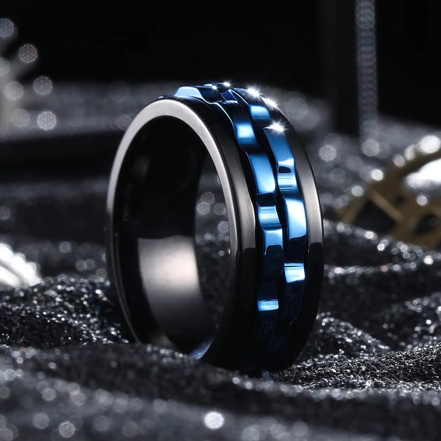 GearFury Chain-Spin Ring — Titanium Steel Grind, Zero-Noise Focus, 8mm Biker Cool (BT*8019)