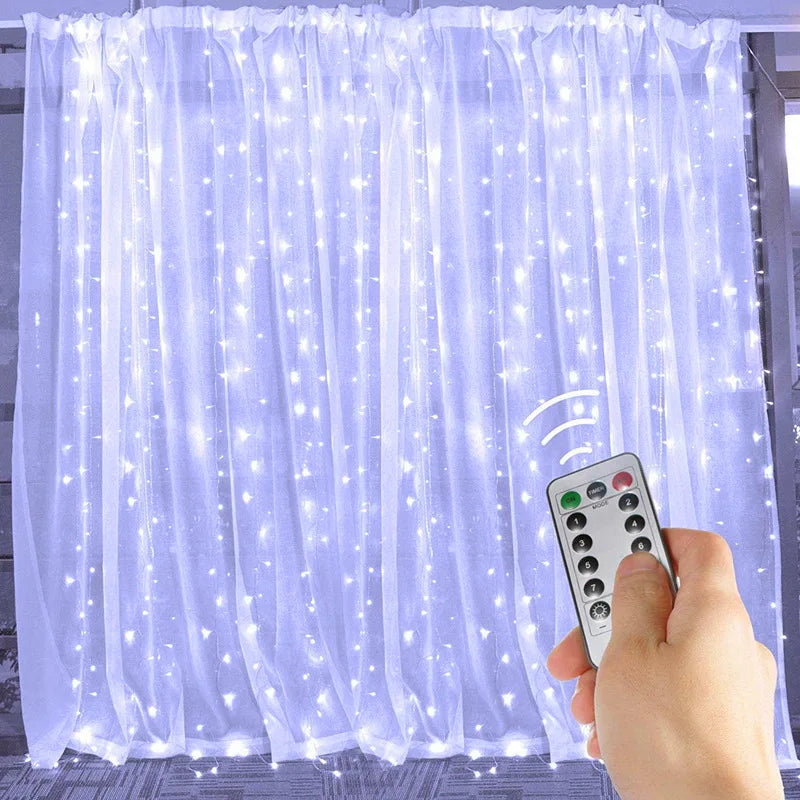 THOOBO! SparkLoom LED Curtain Fairy Lights — 8-Mode USB Remote Festoon String for Christmas, New Year & Home Décor ✨