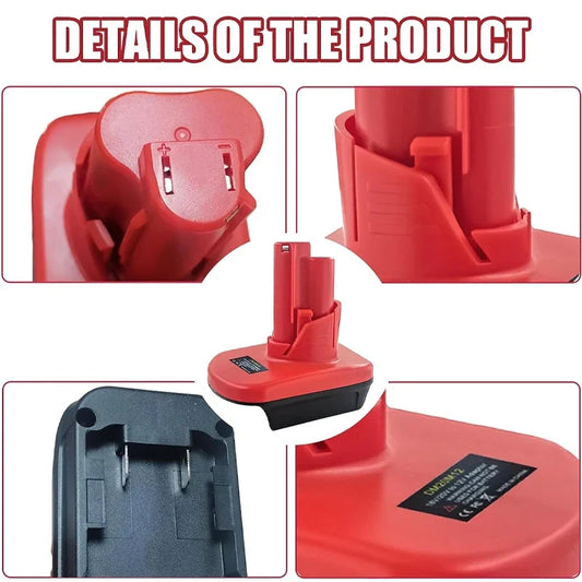 Pro Battery Adapter — Converts Dewalt 20V & Milwaukee 18V Lithium to Power Milwaukee M12 12V Tools | Safe Voltage Drop, CE Certified, Heavy-Duty Jobsite Grade Adapter