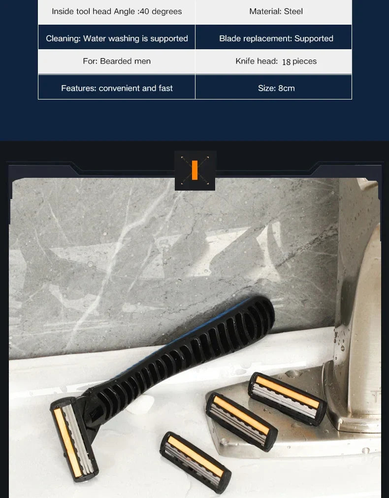 18-Head SmoothShave+ Razor Set – Reusable Triple-Blade Precision Razor for Women & Men | Face, Body, Underarm, Legs | Anti-Slip Grip & Imported Blade Power