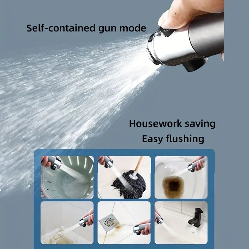 AquaForce 4‑Mode High‑Pressure Handheld Showerhead with One‑Click Stop & Built‑In Filter