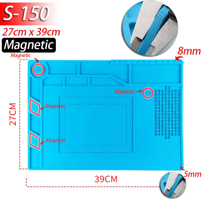 InfernoGrip™ Pro Heat-Resistant Magnetic Soldering Mat – 932°F Anti-Static Silicone Workstation for Electronics Repair