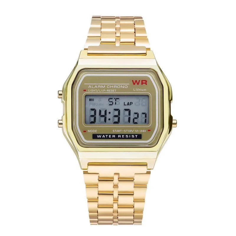 TickTock Vintage LED Digital Steel Strap Watch with Stopwatch, Alarm & Backlight for Men & Women
