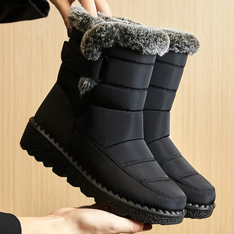 2025 Trend Women's Winter Snow Boots – Waterproof Low-Heel Ankle Boots with Plush Lining