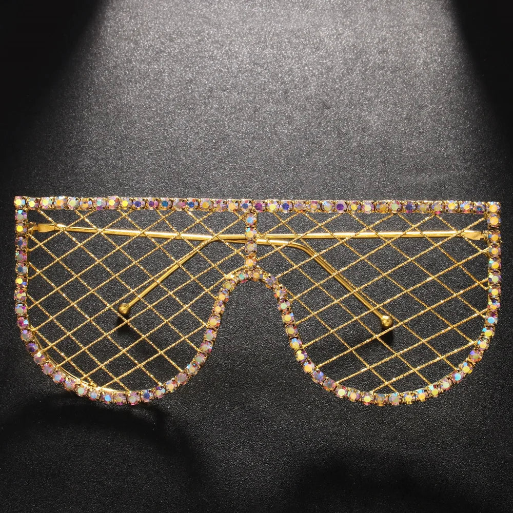 Stonefans “Facebreaker 2025” Mesh Crystal Frames – Y2K Rockstar Face Jewelry for Women, Belly Dance Bling & Headliner-Ready Statement Shades