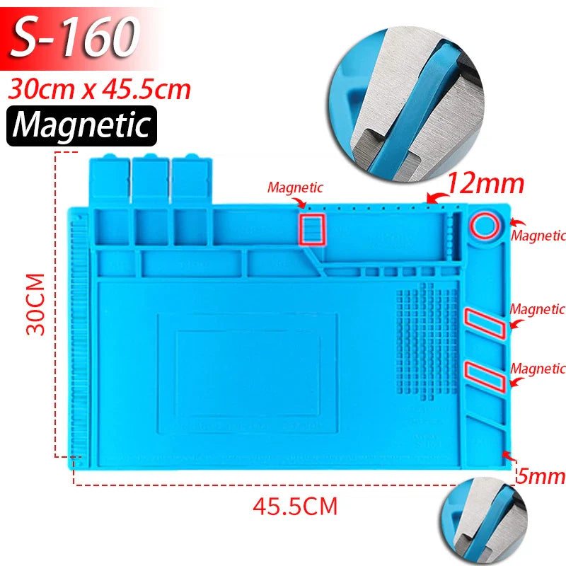 InfernoGrip™ Pro Heat-Resistant Magnetic Soldering Mat – 932°F Anti-Static Silicone Workstation for Electronics Repair