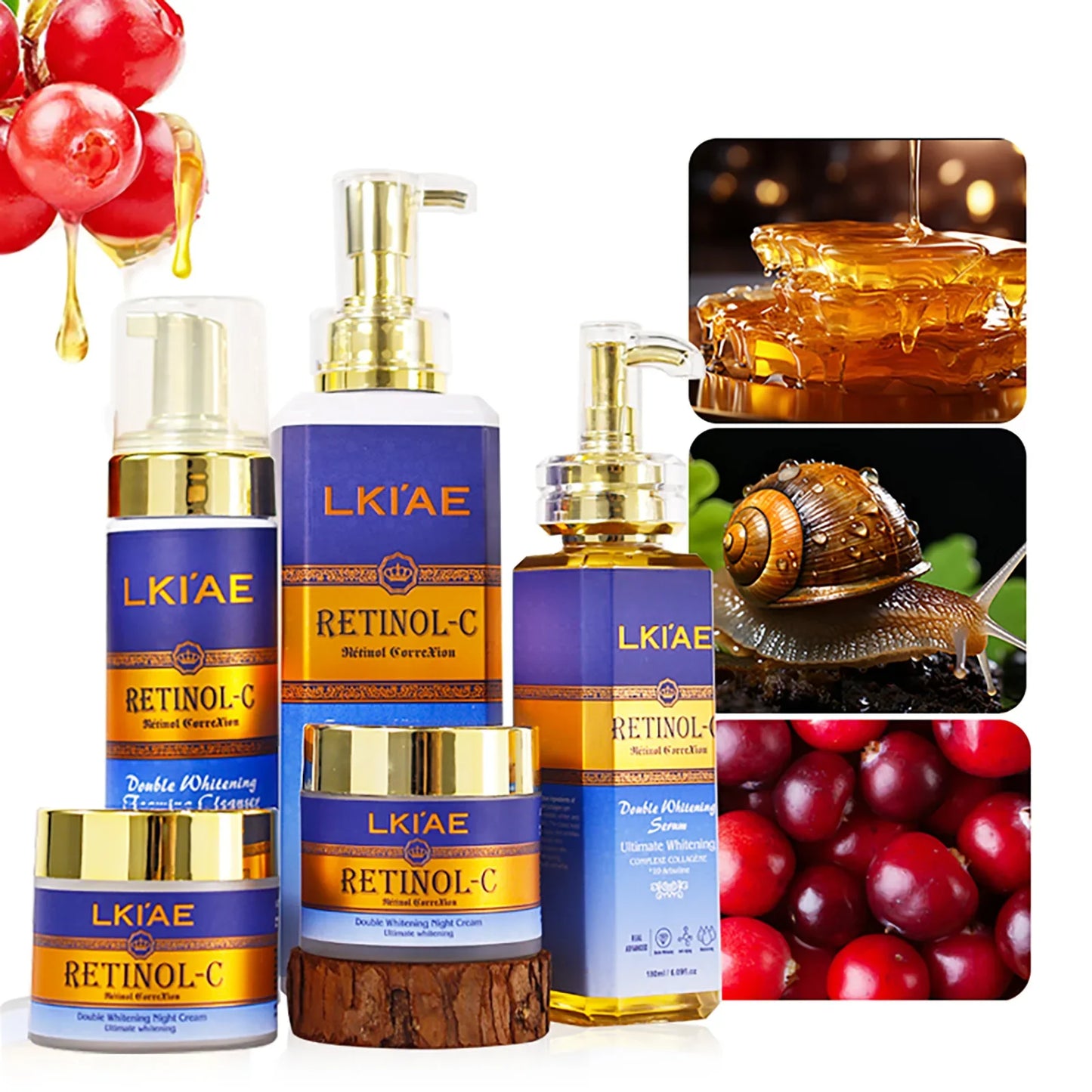 AILKE Korean Cosmetic Skin Care Set - Retinol & Glutathione for Whitening, Dark Spot Correcting & Youthful Glow