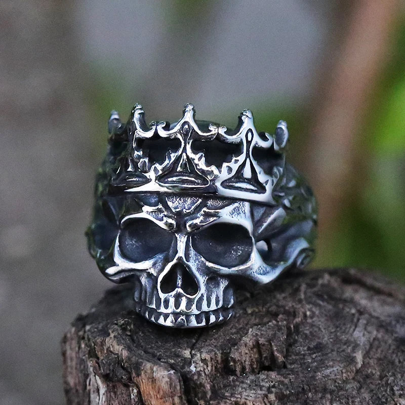Stainless Steel Evil Skull Biker Ring – 316L Men’s Industrial-Grade Punk Rock Power Band (US Sizes, 30.5g Beast Weight)