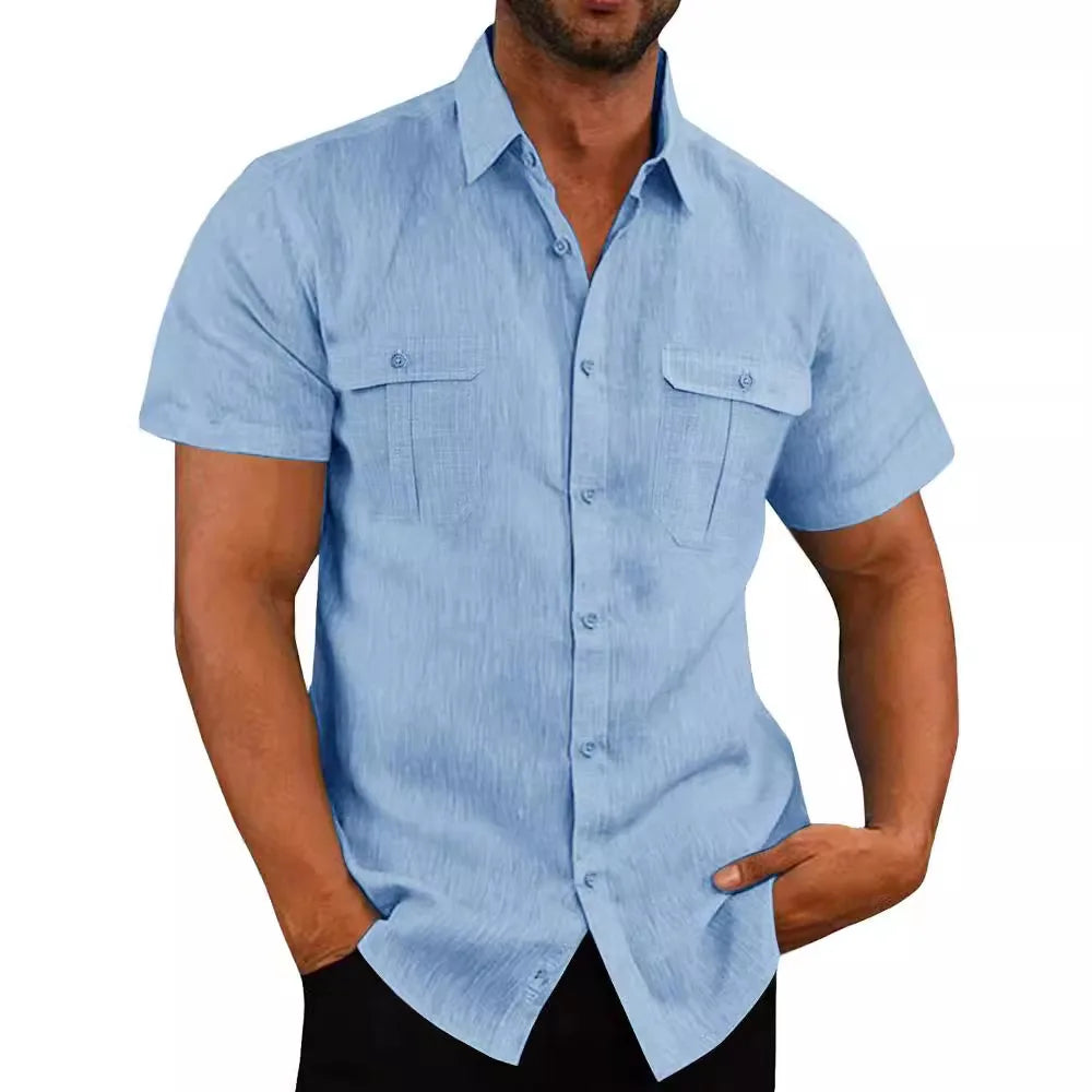 Rogue Tide Double Pocket Cotton-Linen Beach Shirt