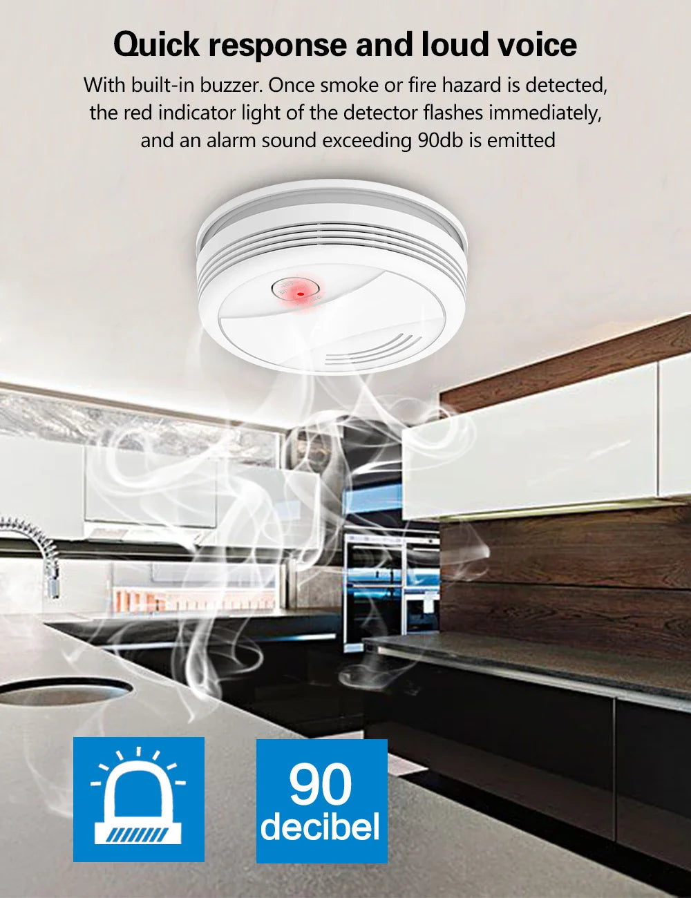Tuya Wifi Smoke Slayer — 80dB Fire Alarm with Smart Life Edge