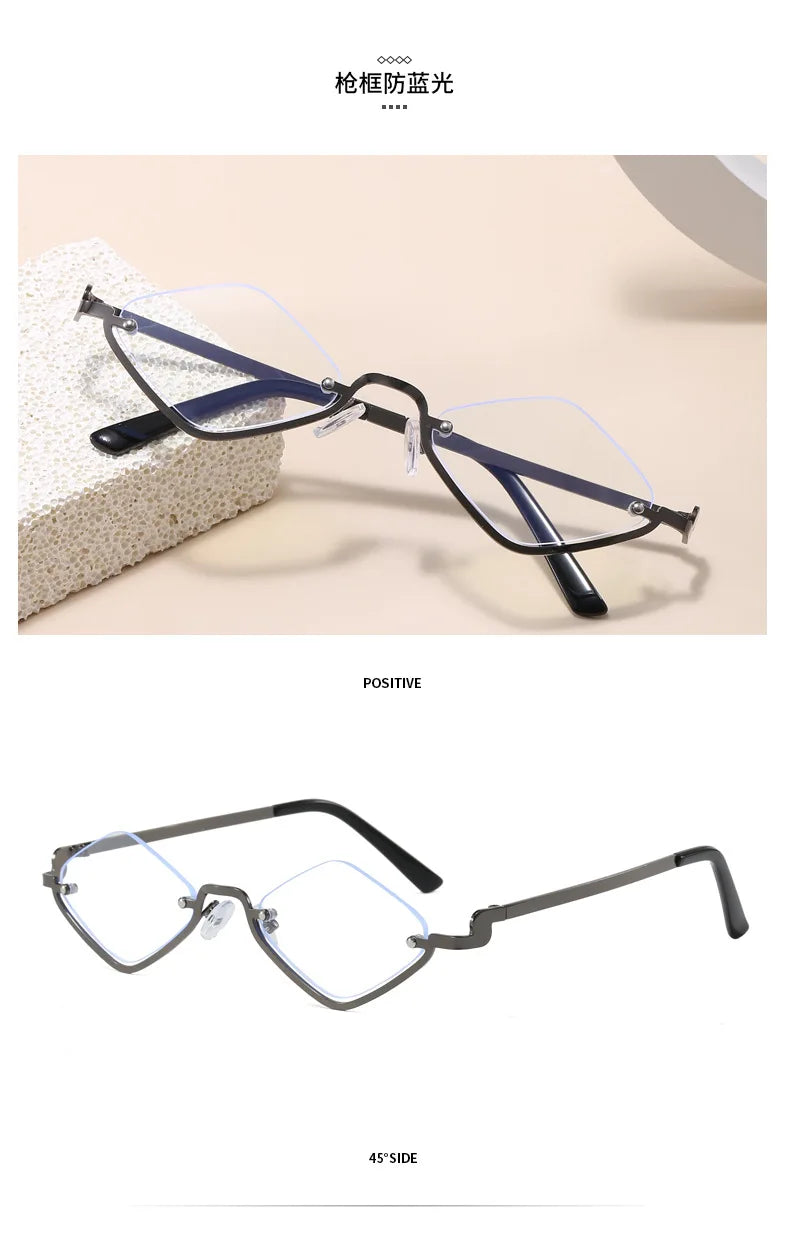 Throwshade Rhombus Cut Retro Sunnies – Geometric UV400 Alloy Frame Sunglasses for That Vintage Rockstar Flex