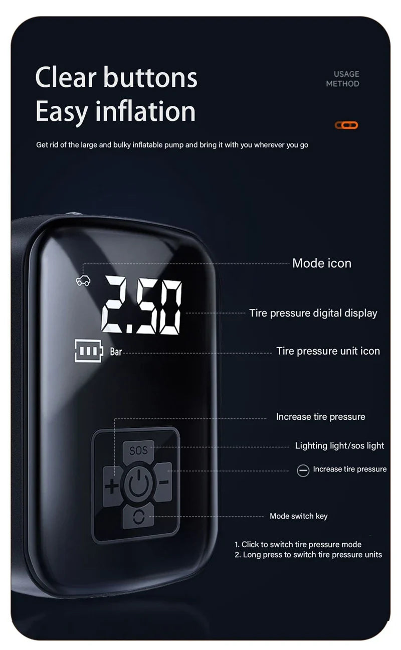 PuffDaddy X1 – Wireless Tire Inflator Air Pump with Auto Stop, 150PSI Power for Cars, Bikes, Balls & Boats | Compact, Fast & Seriously Handy