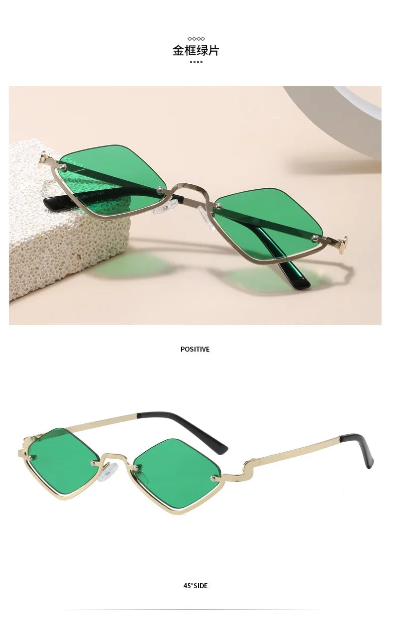 Throwshade Rhombus Cut Retro Sunnies – Geometric UV400 Alloy Frame Sunglasses for That Vintage Rockstar Flex