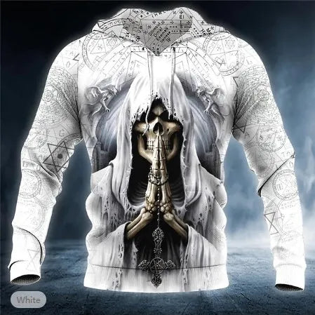 Men's 3D Skull Hoodie Sweatshirt – Skull Head Print Pullover for Autumn Fashion
