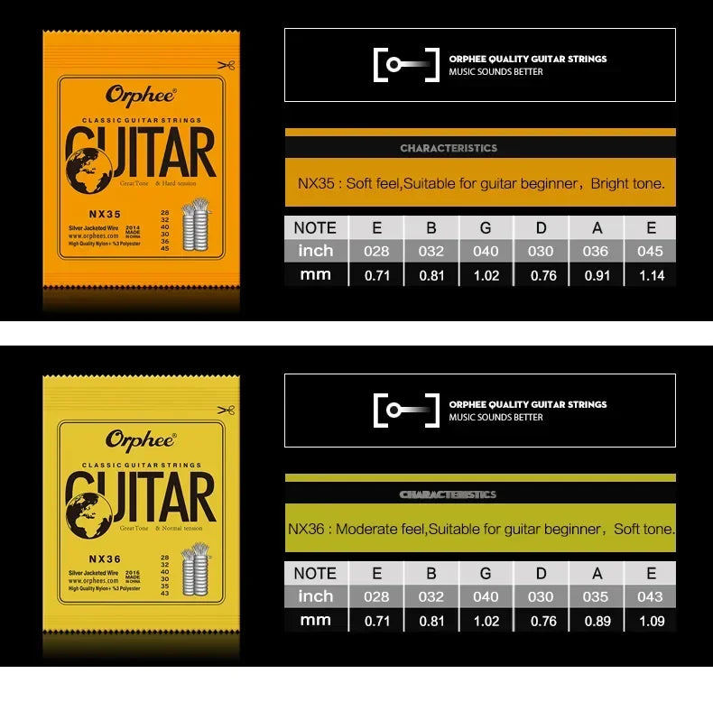 “NX SILVERBLOOD STRING PACK” – 10/50 Set Orphee NX-Series Silver-Plated Nylon Strings | For Classical Guitarists Who Shred in Silence